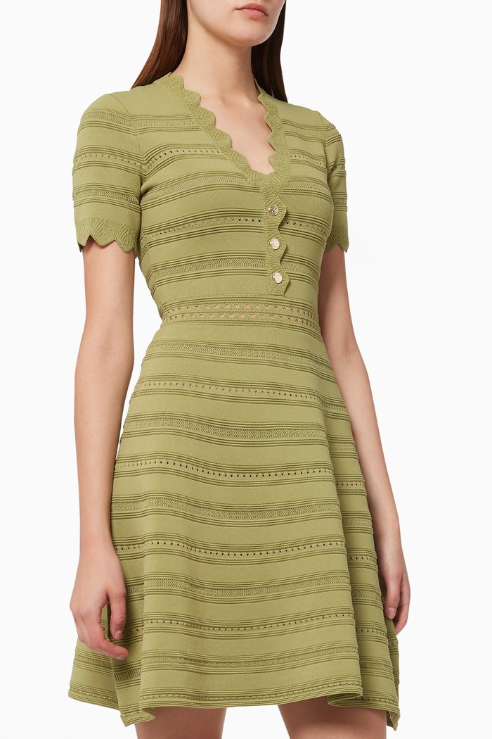 

Fabienne Dress in Waffle Knit, Green