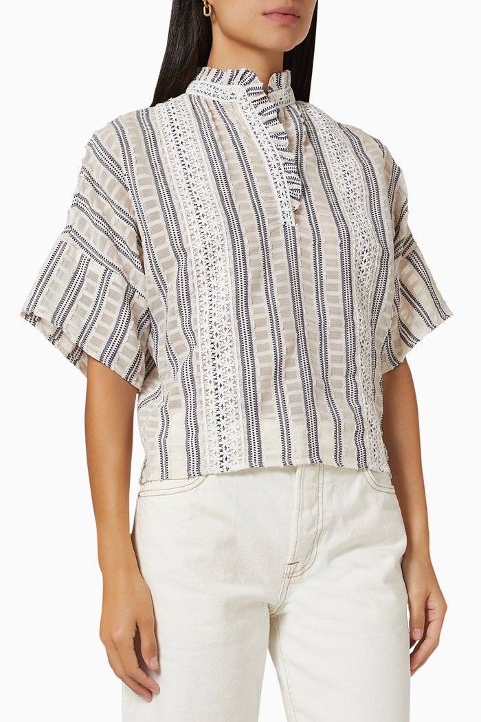 

Lace Trim Top, Blue