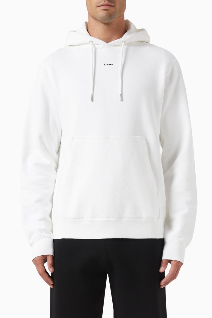 

Embroidered Hoodie in Organic Cotton, White
