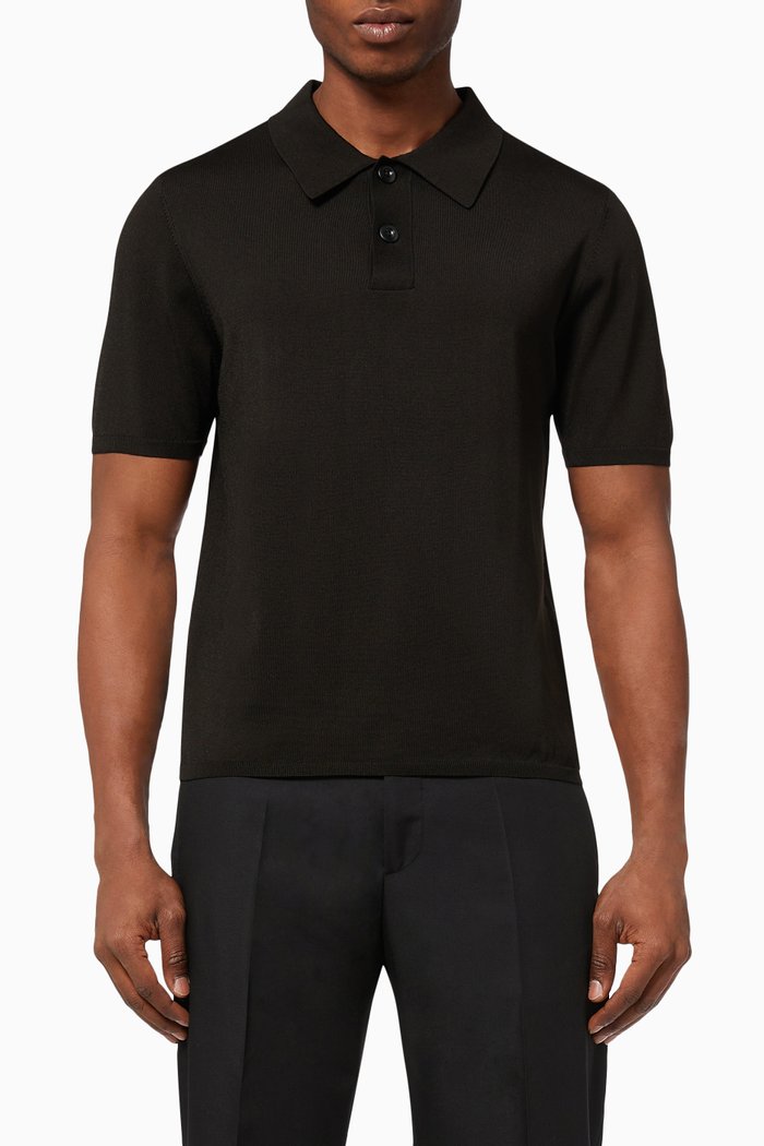 Polo Shirt in Knit, Black