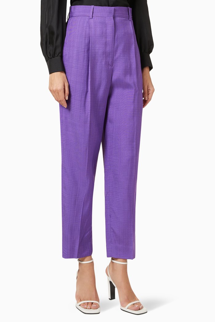 

High-Waisted Pants in Viscose, Purple
