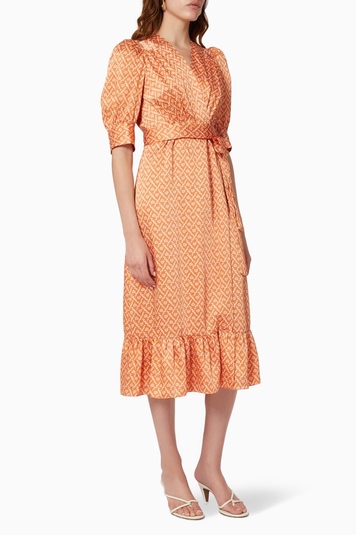 

Enrika Midi Dress in Satin, Orange