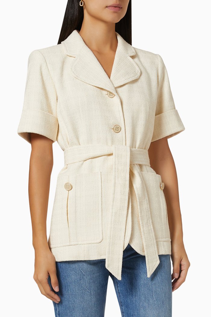 

Truman Belted Jacket in Cotton, Neutral