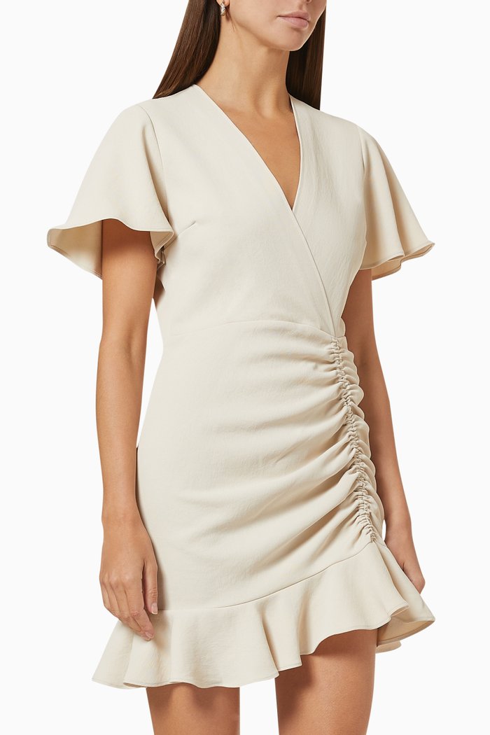 

Short Ruffled dress in Floaty Crêpe, Neutral