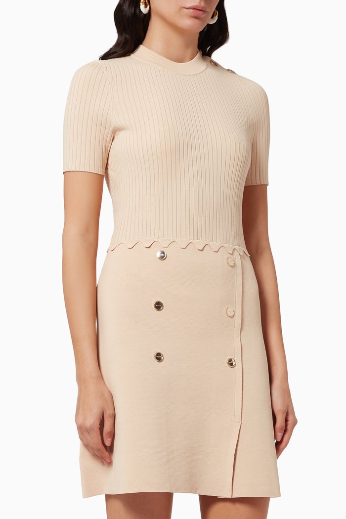 

Alyssa Dress in Ribbed Viscose Knit, Neutral