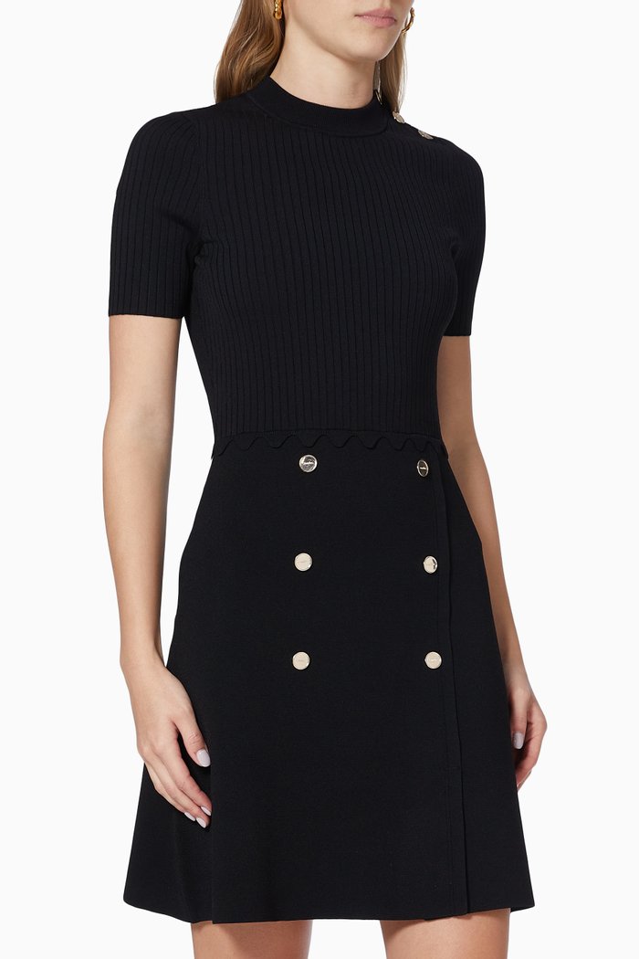 

Alyssa Dress in Ribbed Viscose Knit, Black