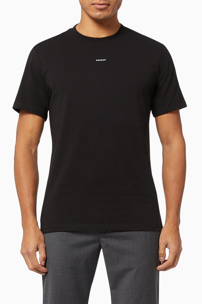 Embroidered Logo T-shirt in Cotton, Black