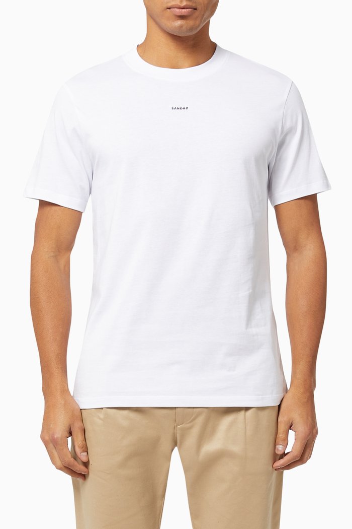 

Sandro Embroidered T-shirt in Organic Cotton, White