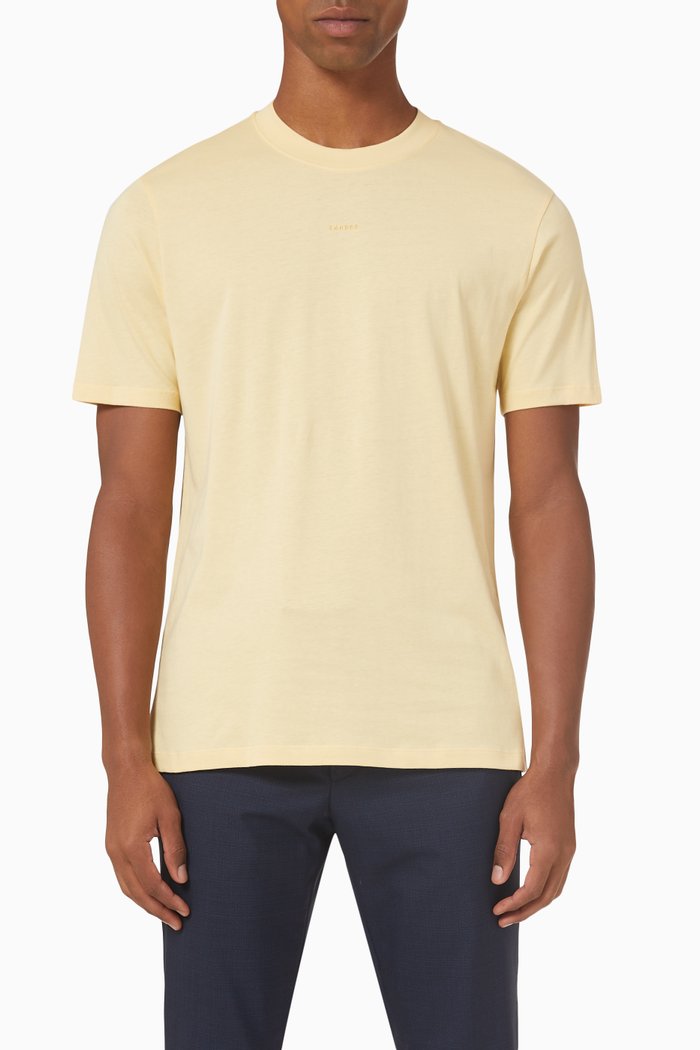 Sandro Embroidered T-shirt in Organic Cotton, Yellow