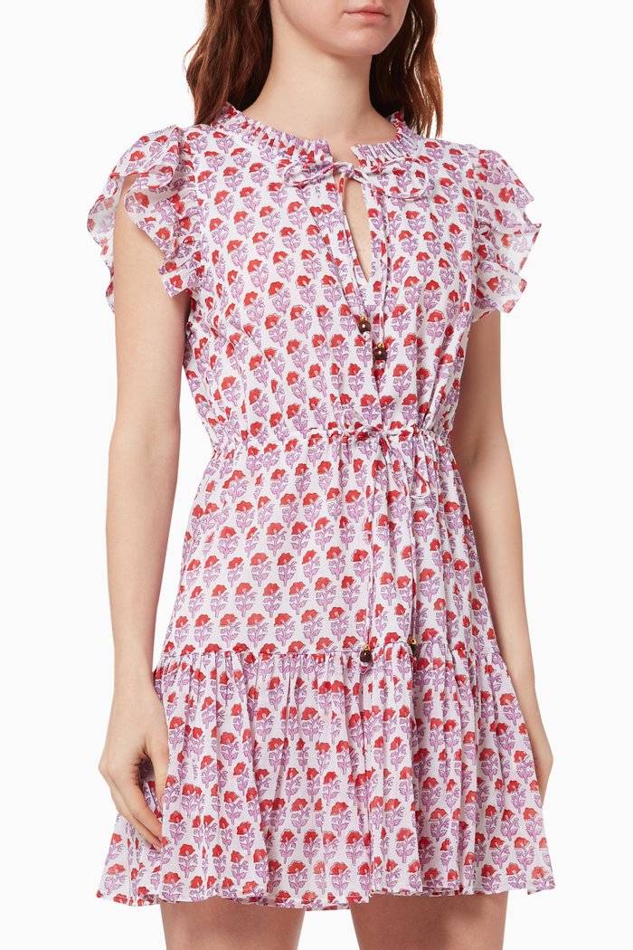 

Flirty Block-printed Dress in Cotton Voile, Purple
