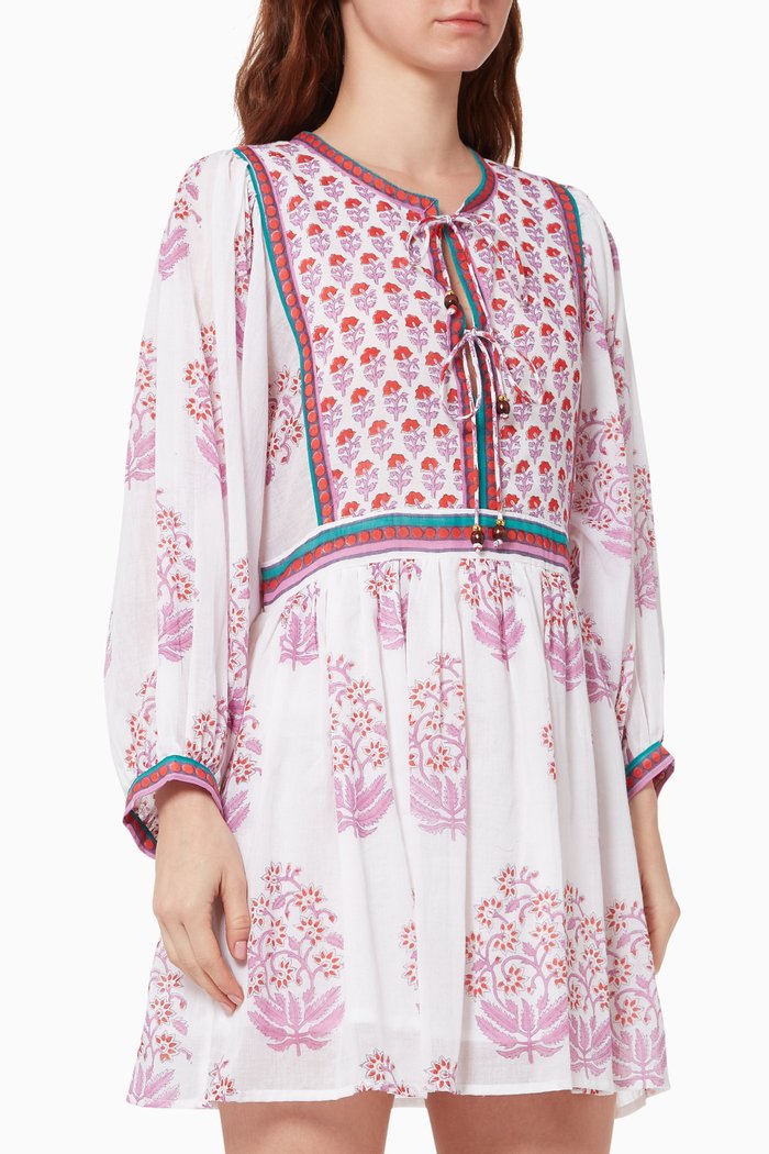 

Tie-Front Floral Mini Dress, Purple
