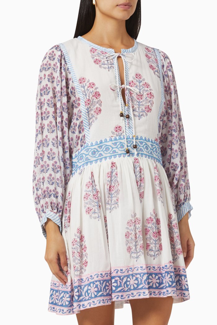 

Tie-Front Floral Mini Dress, Blue