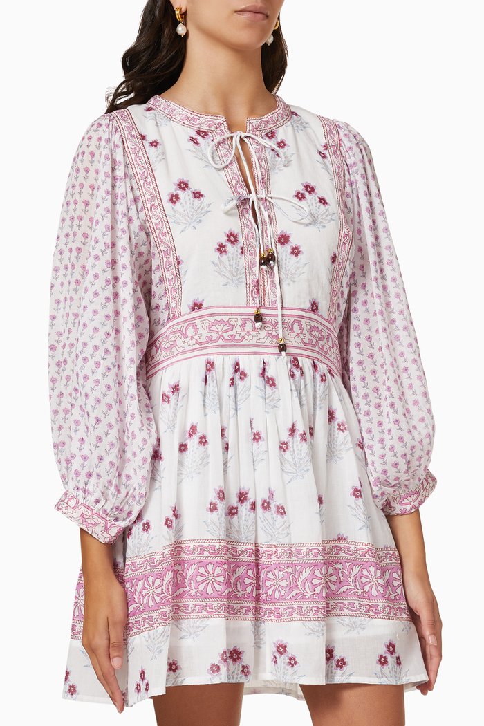 

Tie-Front Floral Mini Dress, Pink