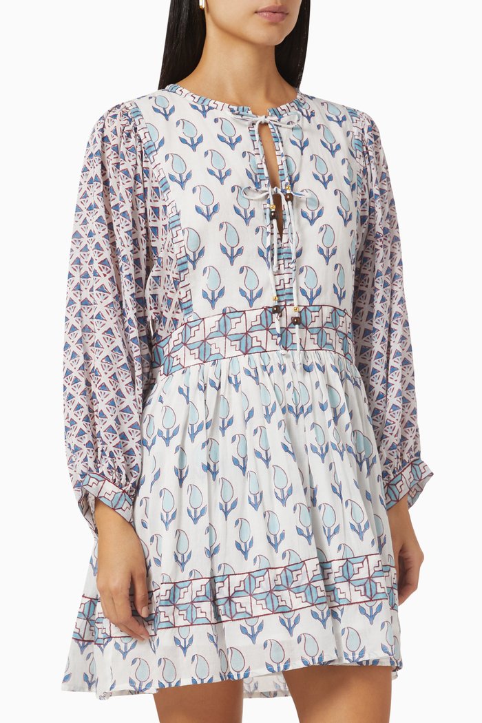 

Tie-Front Floral Mini Dress, Blue