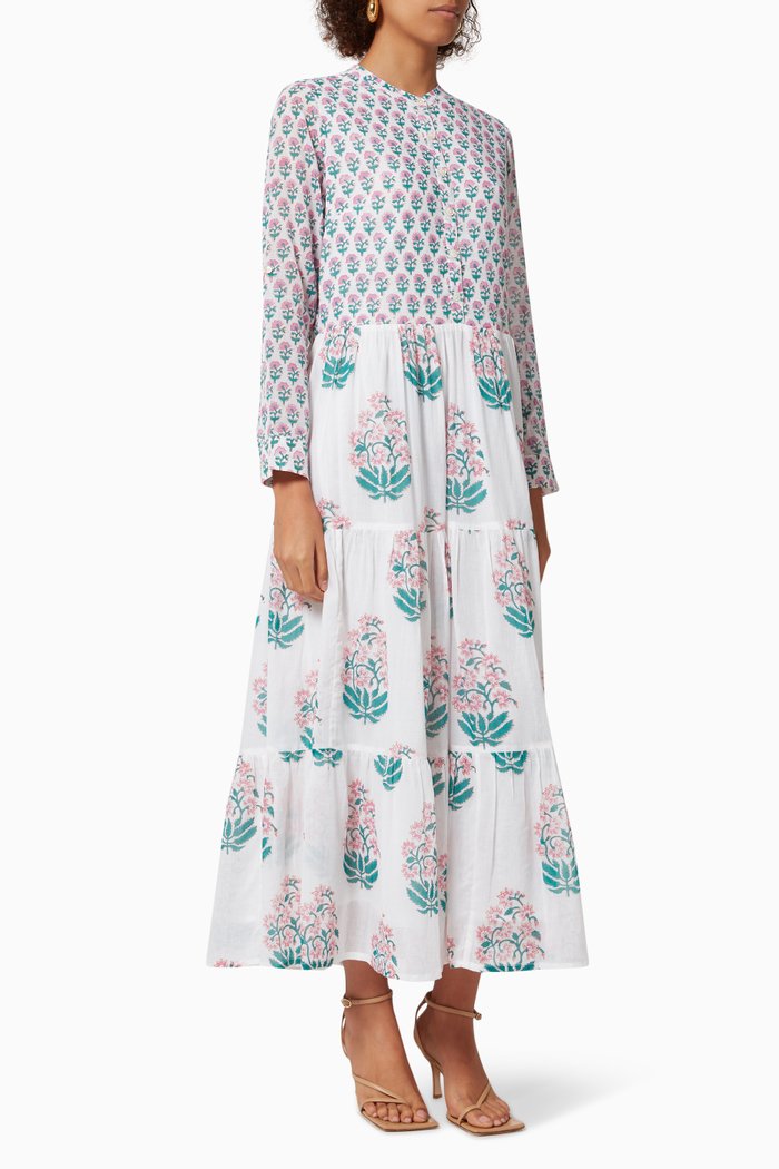 Floral Maxi Dress in Cotton Voile, Multicolour