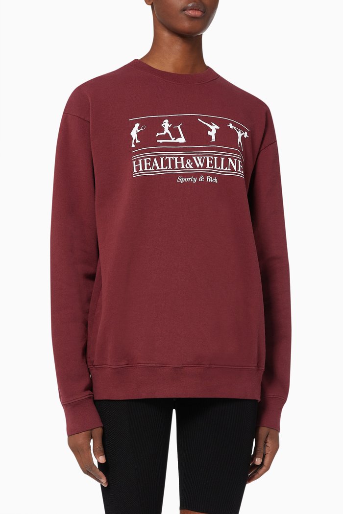 

Health & Wellness Crewneck Sweatshirt in Cotton, Burgundy