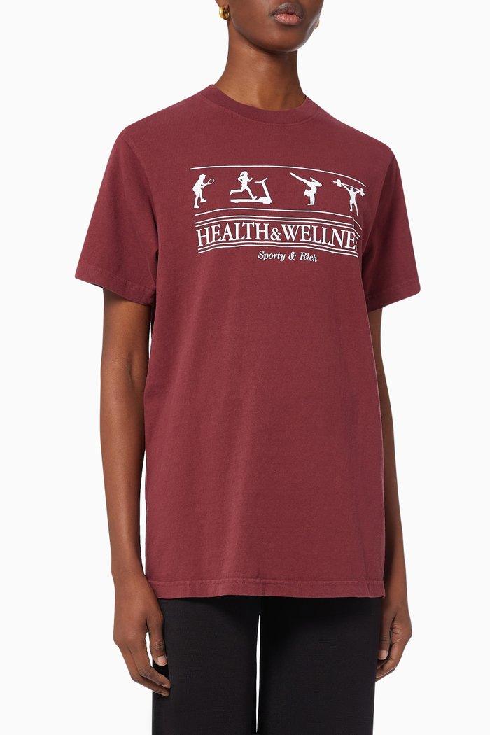 

Health & Wellness T-shirt in Cotton Jersey, Burgundy