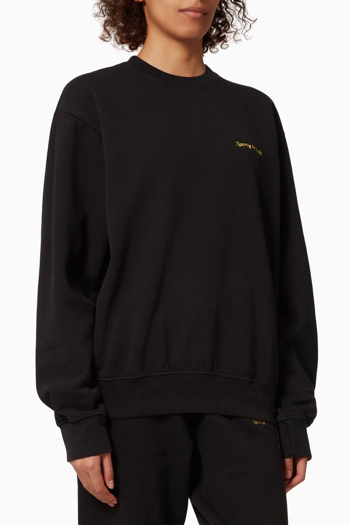 

Classic Logo Crewneck Sweatshirt in Cotton, Black
