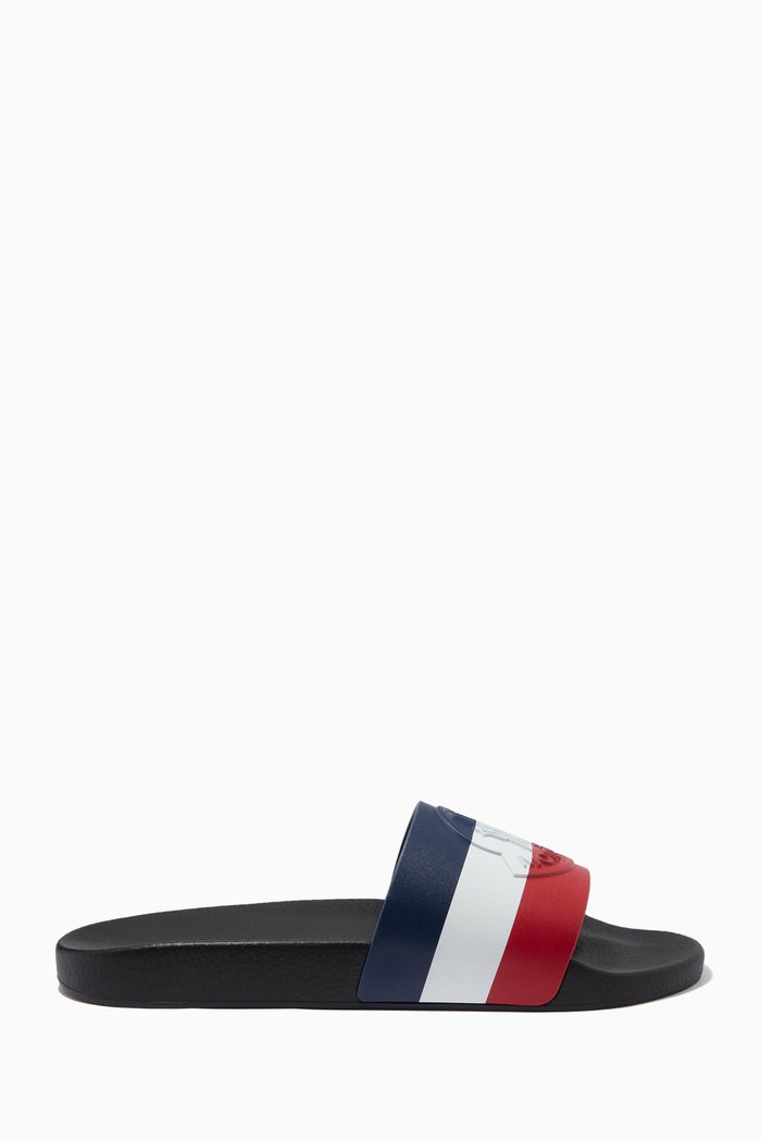 

Basile Tricolour Embossed Slides, Black