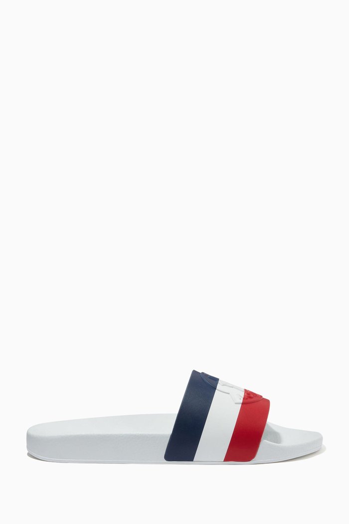 

Basile Tricolour Embossed Slides, White