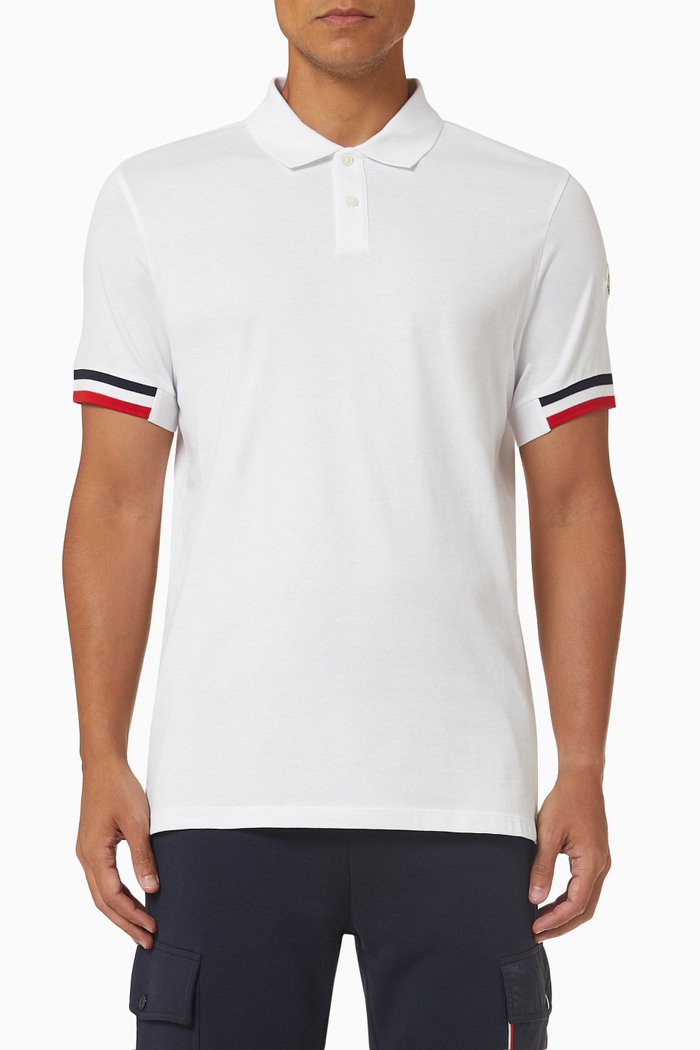 

Logo Patch Contrast TrimsPolo Shirt in Cotton, White
