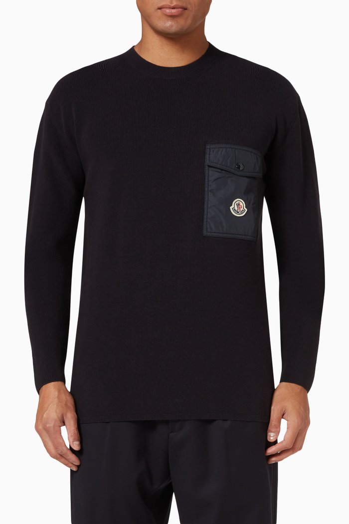 

Pocket Knit Sweater in Cotton, Blue