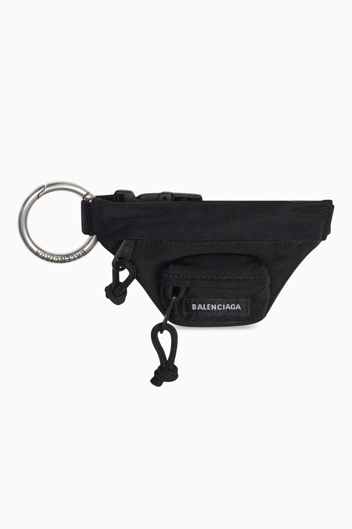 

Micro Beltpack Bracelet Keyring in Recycled Nylon, Black