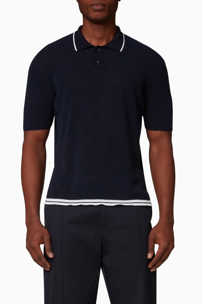 

Le Polo Nocio in Cotton Linen Knit, Blue