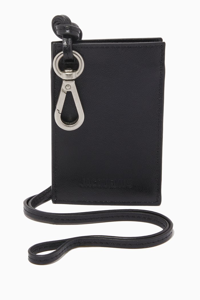 

Le Porte Frescu Neck Pouch in Leather, Black