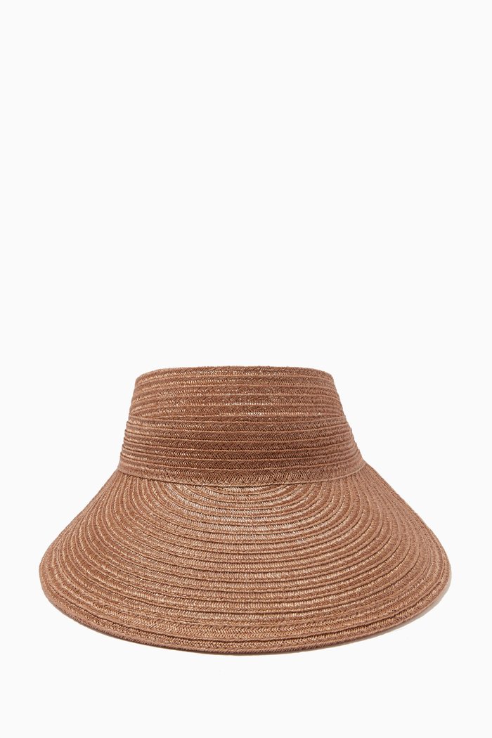 

Ricky Scarf Visor Hat in Straw, Brown
