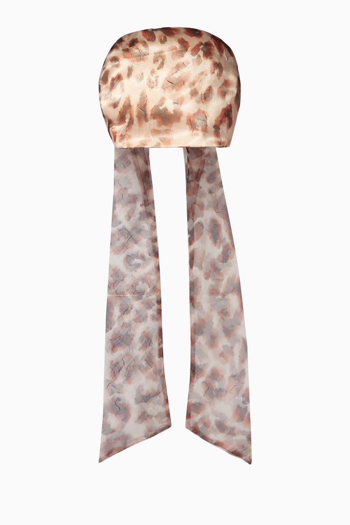 

Gigi Headscarf in Satin, Brown