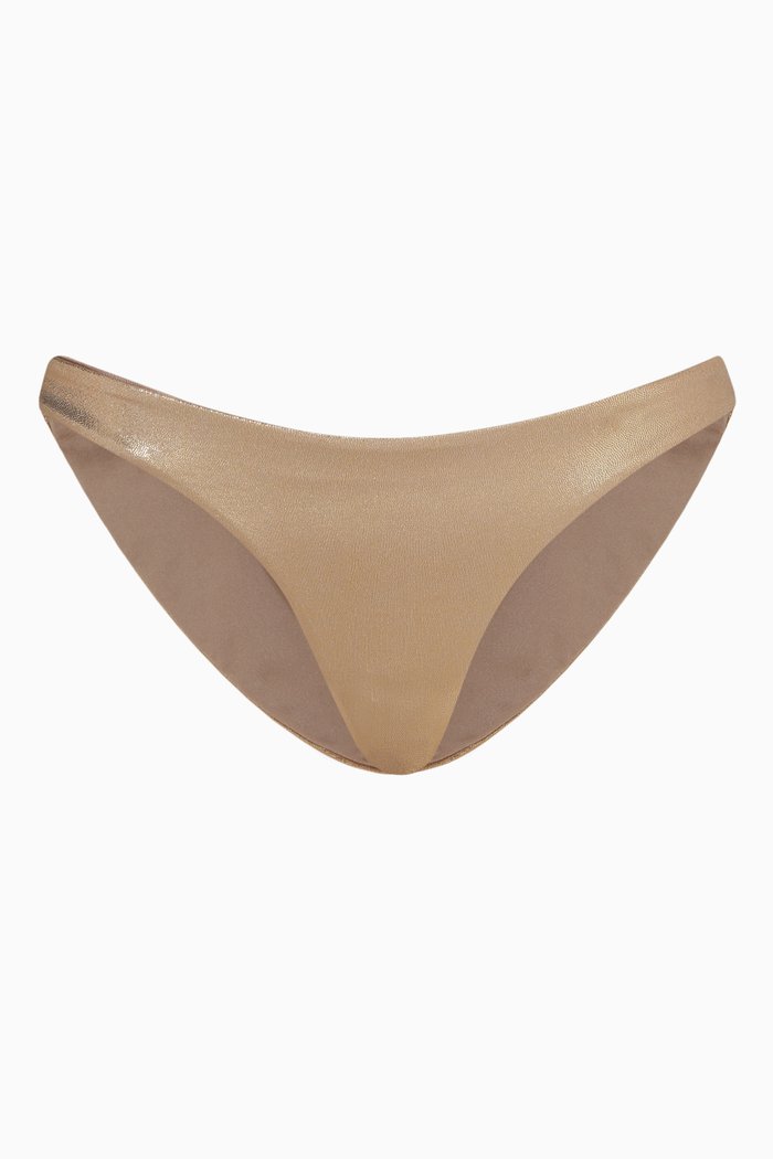 

Metallic Better Bikini Bottoms in Foil Nylon, Gold