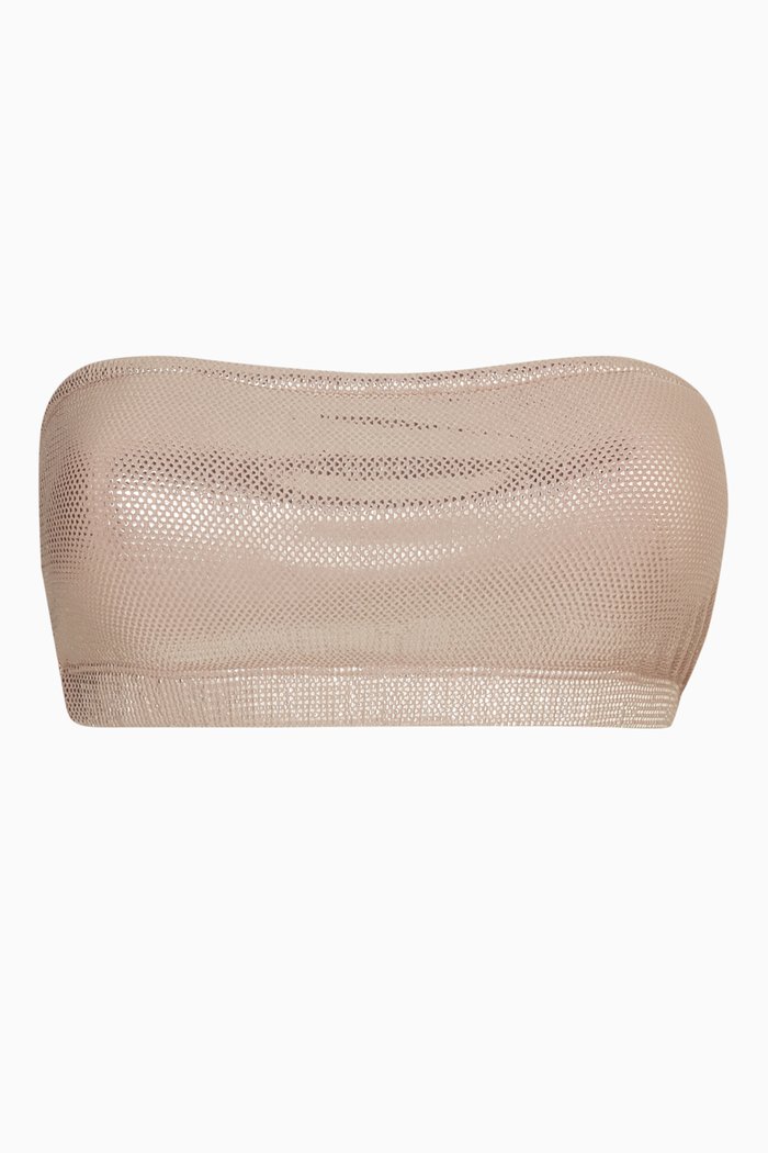 

Metallic Better Band Bikini Top in Foil Nylon, Pink