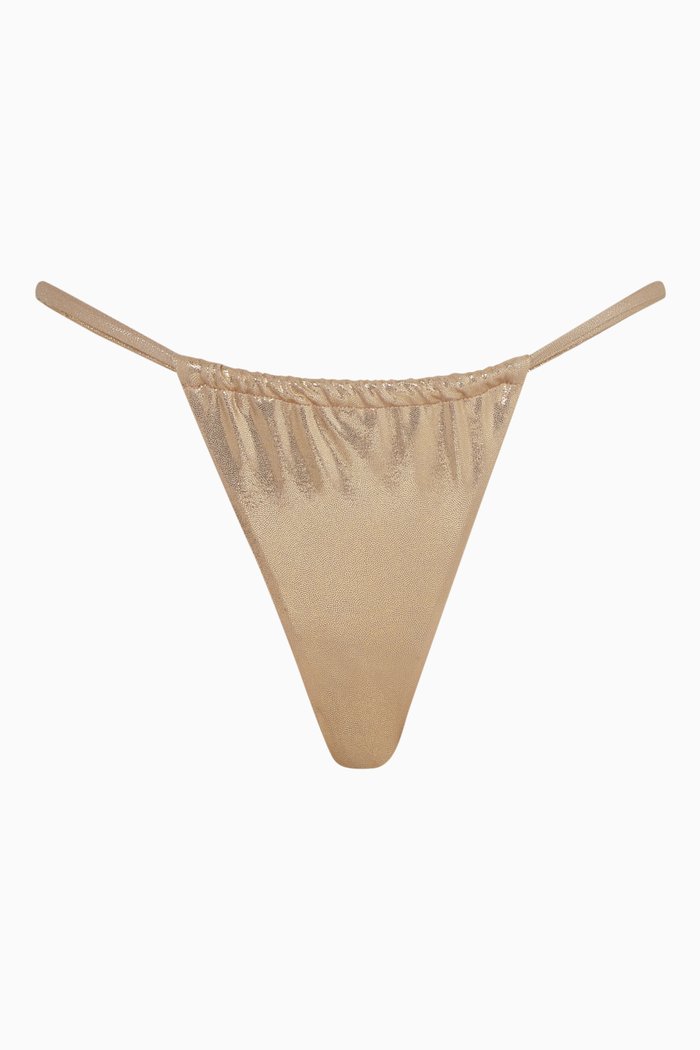 

Metallic Perfect Fit Bikini Bottoms in Foil Nylon, Gold