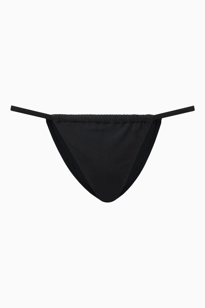 

Shine Ruched Perfect Fit Bikini Bottoms in Stretch Nylon, Black