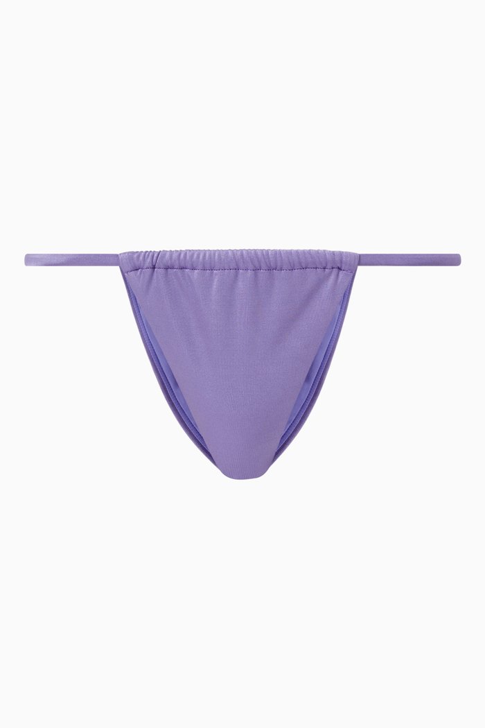 

Shine Ruched Perfect Fit Bikini Bottoms in Stretch Nylon, Purple