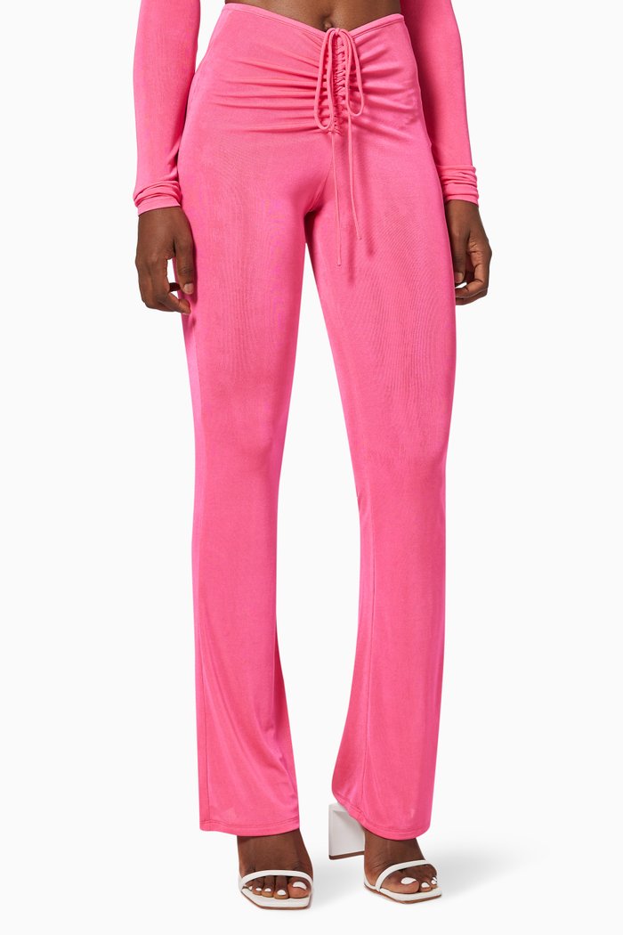 

Ruched Pants in Shimmer Jersey, Pink