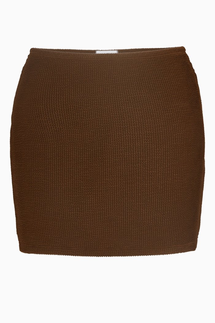 Always Fits Mini Skirt in Crinkle Swim Fabric, Brown