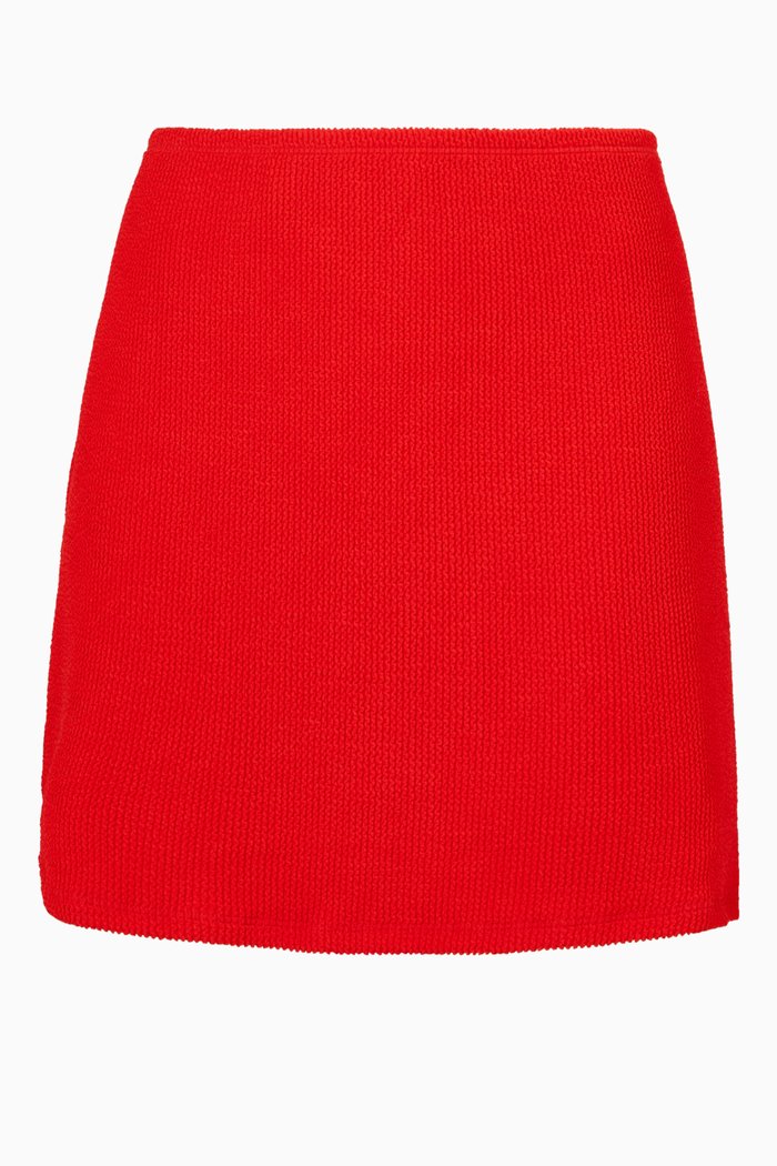 

Always Fits Mini Skirt in Crinkle Swim Fabric, Red