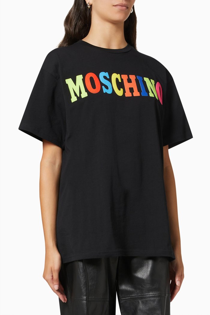 

Embossed Rainbow Logo T-shirt in Cotton, Black