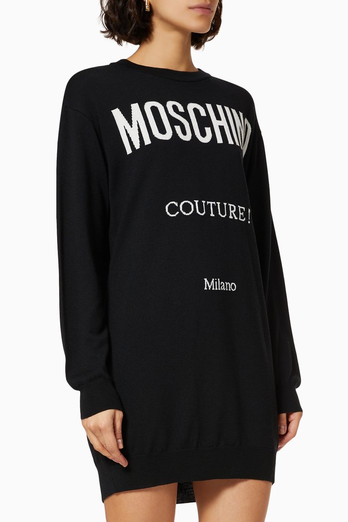 

Knitted Dress in Fleece, Black