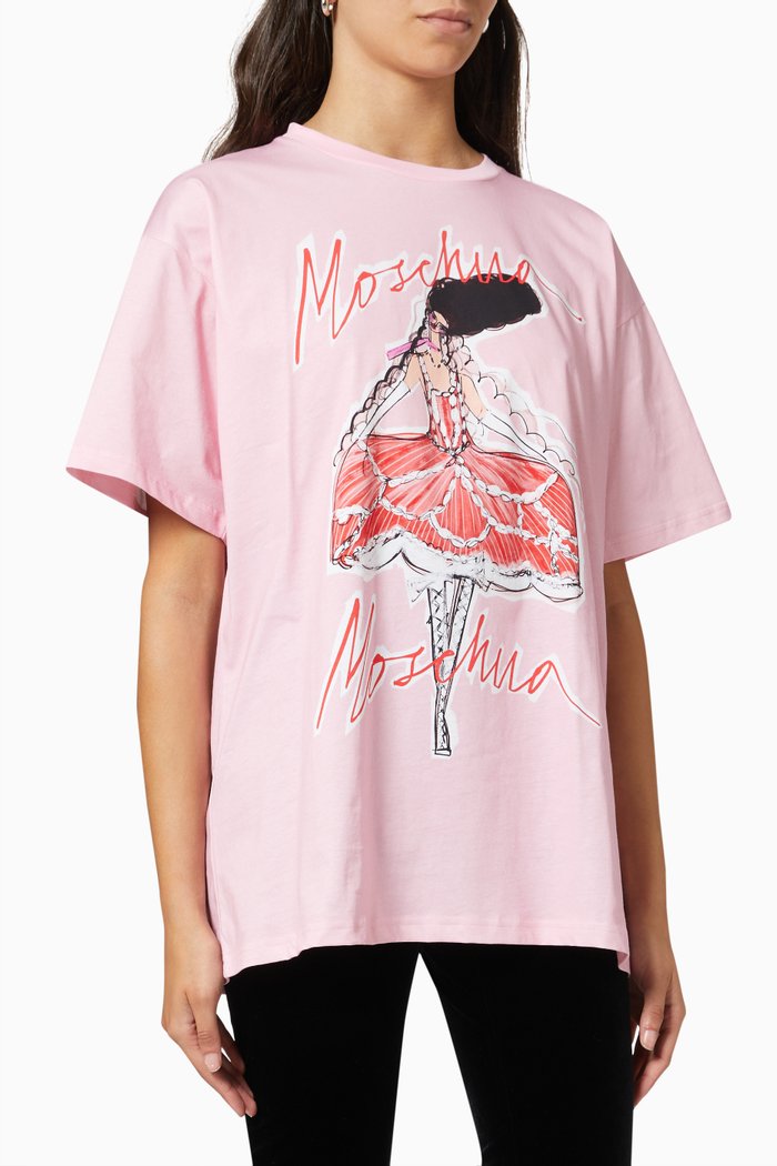 

Fantasy Graphic Printed T-shirt in Cotton Jersey, Pink