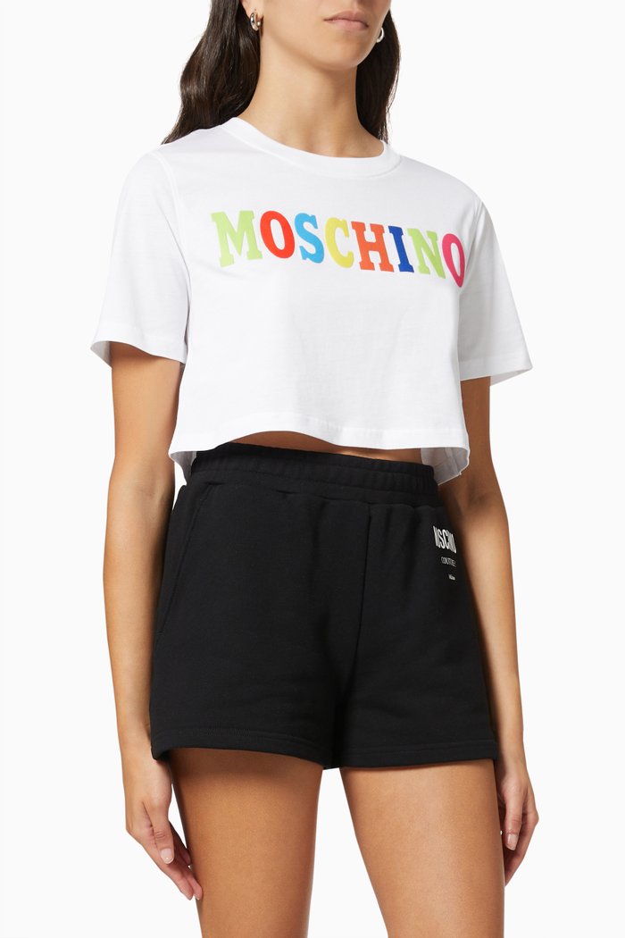 

Moschino Cropped T-shirt in Cotton Jersey, White