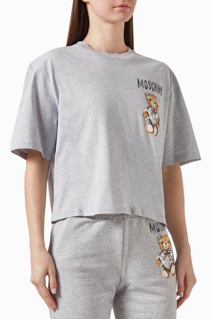 

Teddy-print T-shirt in Cotton Jersey, Grey