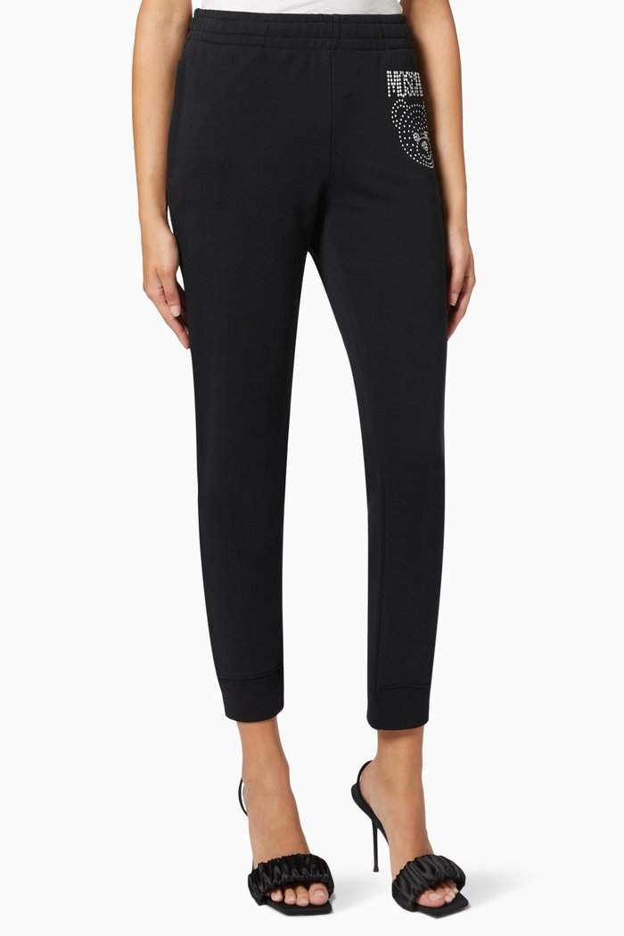 

Crystal Teddy Joggers in Organic Cotton Fleece, Black