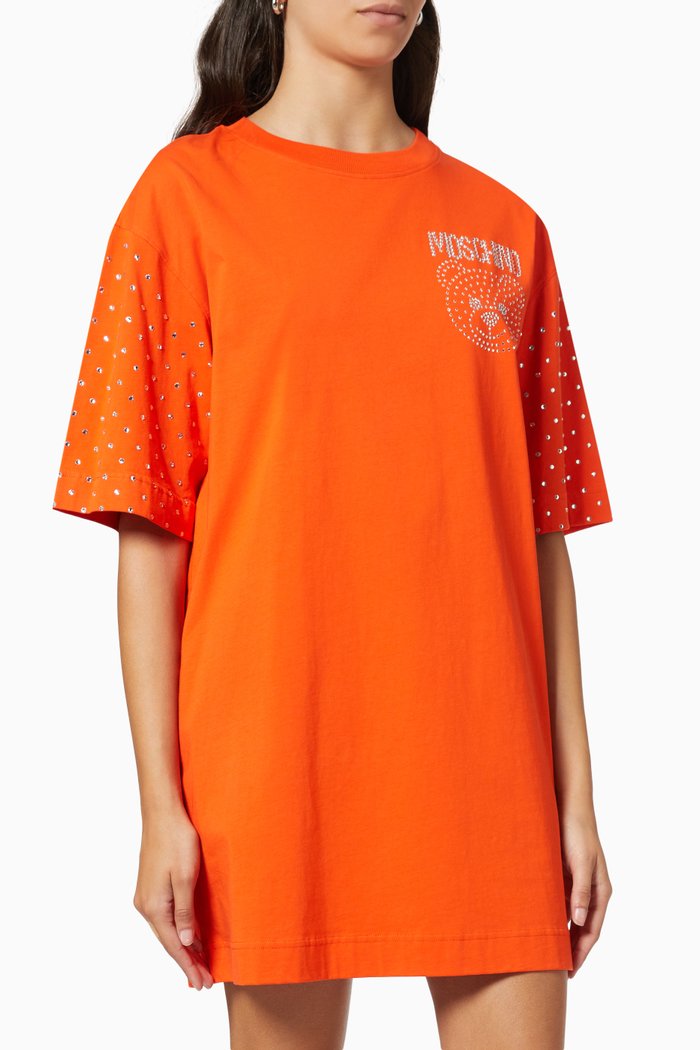 Crystal T-Shirt Dress in Cotton, Orange