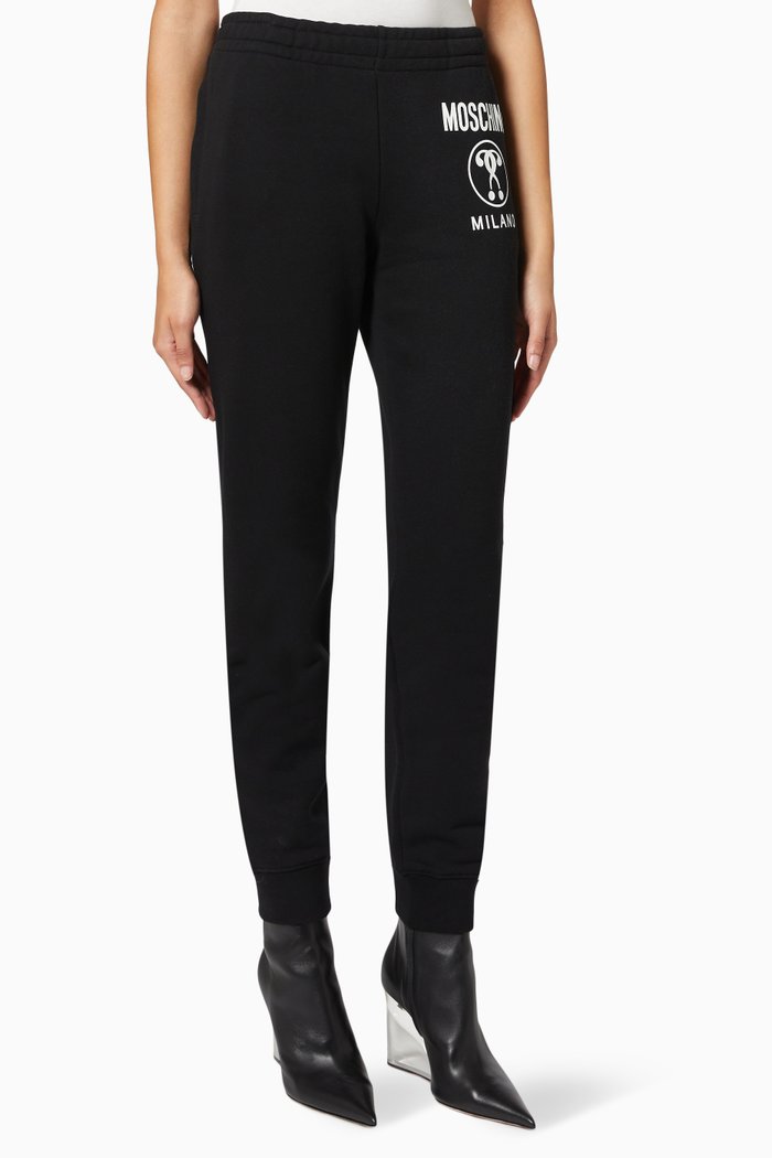 

Double Question Mark Joggers in Organic Cotton Fleece, Black
