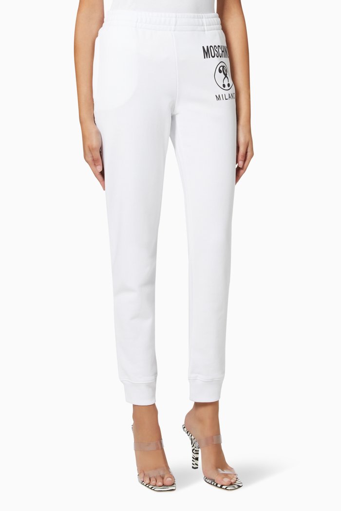 

Double Question Mark Joggers in Organic Cotton Fleece, White