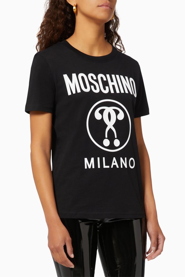 

Double Question Mark T-shirt in Cotton Jersey, Black