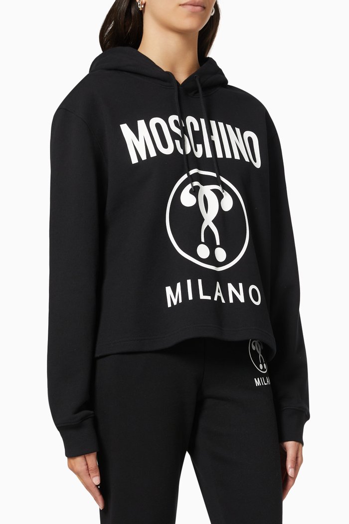

Moschino Milano Hoodie in Cotton, Black